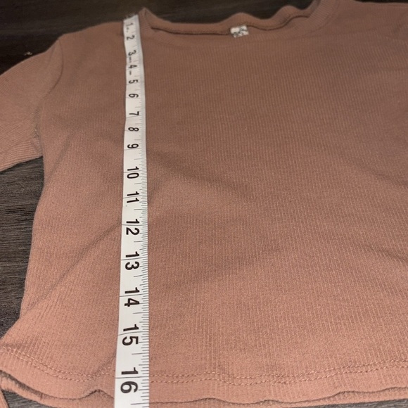 Free People Intimately Baby Tee Cropped Ribbed Long Sleeve Size XS Light Brown - Picture 5 of 8